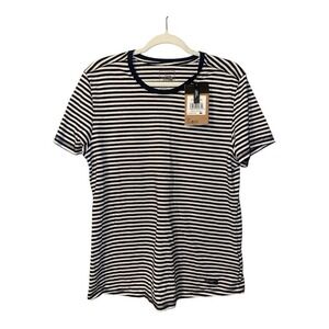 North Face Womens Blue/White Striped Tee, Large